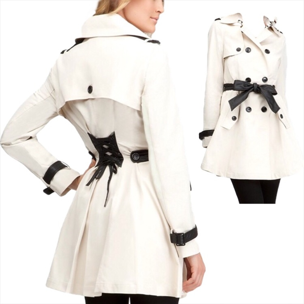 Bebe Contrast Trim Trench Coat